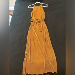 Golden mid-length dress